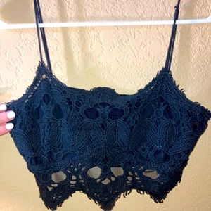 Lacey sorta see through Black crop top